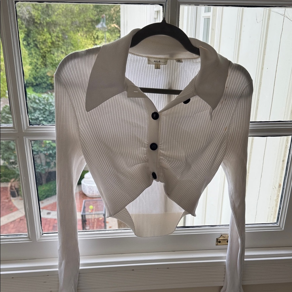 A.L.C. Ivory Ribbed Knit Cardigan